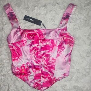 Fashion Nova Pink Satin Corset